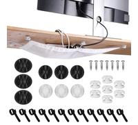 kwmobile Under Table Cable Cover and Cord Management Net - Organise The Cables Under Your Desk - Universal Desk Compatibility - For Gaming or Office Set Up - 63.5 x 24 cm - White