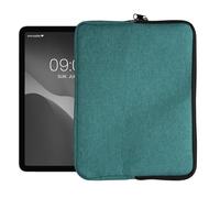 kwmobile Universal Fabric Tablet Sleeve - Soft Fabric with Zippered Closure - Full Practical Protection for Your Tablet - Petrol