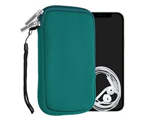 kwmobile Universal Phone Pouch Size L - 6.5" - Neoprene Smartphone Pouch with Zip - Water-Repellent Mobile Phone Case - Sleeve in Petrol