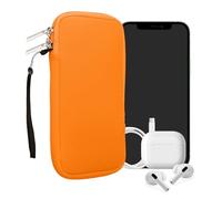 kwmobile Universal Phone Pouch Size XXL - 7" - Neoprene Smartphone Pouch with Zip - Water-Repellent Mobile Phone Case - Sleeve in Neon Orange