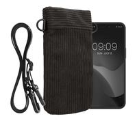 kwmobile Universal Smartphone Sleeve with Necklace - Magnetic Closure - Soft Inner Microfibre Mobile Phone Pouch - Cell Phone Strap for Neck - Dark Grey