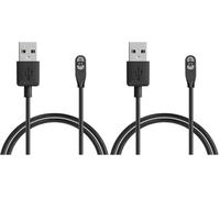 kwmobile USB Cable Charger Compatible with AfterShokz OpenSwim Pro S710 Cable - Charging Cord for Smart Watch - Black (Pack of 2)