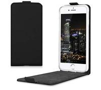 kwmobile Vertical Flip Case Compatible with Apple iPhone SE (2022) / iPhone SE (2020) / iPhone 8 / iPhone 7 - Case PU Leather Protective Flip Cover with Magnet - Black