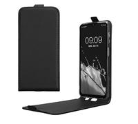 kwmobile Vertical Flip Case Compatible with Samsung Galaxy A12 - Case PU Leather Protective Flip Cover with Magnet - Black
