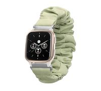 kwmobile Watch Strap Compatible with Garmin Venu Sq 2 Music/Sq 2 / Vivoactive 6 / Vivoactive 5 - Pastel Green Scrunchie Watch Band - 14-19 cm