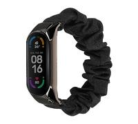 kwmobile Watch Strap Compatible with Xiaomi Mi Smart Band 6 / Mi Band 6 / Band 5 - Black Scrunchie Watch Band -