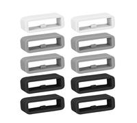kwmobile Watch Strap Loops for 24mm Smartwatch Strap (Universal) (Set of 10) - TPU and Silicone Replacement Watch Band Loop - Grey/Black/White