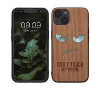 kwmobile Wood Case Compatible with Apple iPhone 13 Case - Cover - Pearly Don't Touch Dark Brown