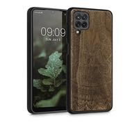 kwmobile Wood Case Compatible with Samsung Galaxy A12 Case - Cover - Indian Sun Dark Brown
