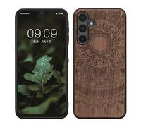 kwmobile Wood Case Compatible with Samsung Galaxy A16 5G Case - Cover - Indian Sun Dark Brown