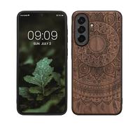 kwmobile Wood Case Compatible with Samsung Galaxy A37 5G Case - Cover - Indian Sun Dark Brown