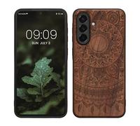 kwmobile Wood Case Compatible with Samsung Galaxy A56 5G Case - Cover - Indian Sun Dark Brown