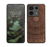 kwmobile Wood Case Compatible with Xiaomi Redmi Note 13 Pro 5G / Poco X6 5G Case - Cover - Indian Sun Dark Brown