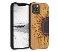 kwmobile Wood Case for Apple iPhone 12 / iPhone 12 Pro Case Wooden - With Shockproof TPU Bumper - Hard Cover in Yellow/Dark Brown/Light Brown