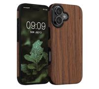 kwmobile Wood Look Case for Apple iPhone 17 - TPU Protective Phone Cover with Two-Tone Wood Design in Woodgrain Brown