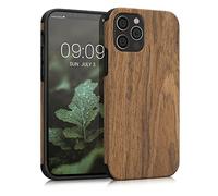 kwmobile Wood Optics Case Compatible with Apple iPhone 12 / iPhone 12 Pro - TPU Protective Cover in Two-Tone Wood Design - Woodgrain Brown