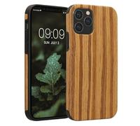kwmobile Wood Optics Case Compatible with Apple iPhone 12 / iPhone 12 Pro - TPU Protective Cover in Two-Tone Wood Design - Woodgrain Vintage Brown