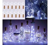 KWODE 12 Pack Wine Bottle Lights with Cork, 2M 20 LED Battery Operated Copper Wire Bottle Fairy Lights for DIY Party Weddings Christmas Decoration (Cool White)
