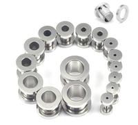 Kwoencxi 14G-00G Hollow Gauges Tunnels Stretching Kit 316L Surgical Steel Ear Gauges Plugs Earring Lobe flesh Tunnel Gauge Stretcher Silver Black Gold Color Tone, Stainless Steel, no gemstone