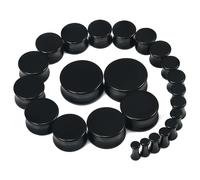 Kwoencxi 6G-26mm Acrylic Plastic Ear Gauges Tunnels Stretching Kit Double Flared Plugs Tunnels Expanders Stretcher Saddle Gauges Earrings for Men Women Black White Clear, Silicone, cubic-zirconia