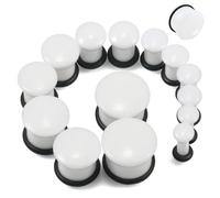 Kwoencxi 8G-12mm Acrylic Single Flare Gauges for Ears with Silicone O-Ring Opalite/Black/White/Clear Gauges Plugs and Tunnels Stretcher Expander Stretching Kit for Women Men, Silicone, cubic-zirconia