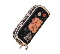 kwoifioy Cartoon Pencil Case Large Canvas Pen Pouches Pencils Organiser Bag Travel Makeup Storage Bag for School Office Travel Canvas Pencil Case Classroom Essential