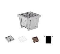 kwoifioy Charcoal Grills Telescoping Stainless Steel Smoker for Backpacking Campfires Portable Cooking Gear for Couple Travelers Folding Stainless Steel Grills