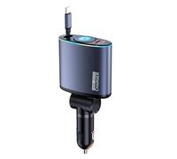 kwoifioy Efficient 66W Car Fast Charging Solution With USB Port & Retractable Type C For Travelers Daily Commuters Tablet Phone USB Car Adapter