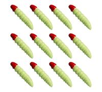 kwoifioy Floating Mealworm Soft Fishing Lure 12, Grass green red head