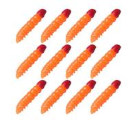 kwoifioy Floating Mealworm Soft Fishing Lure 12, OrangeRed head
