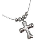 kwoifioy Modern Bicolor Crosses Necklace Featuring a 2.8Cm Pendant Fashion Religious Neck Jewelry for Stylish Looks Two Tone Crosses Necklace