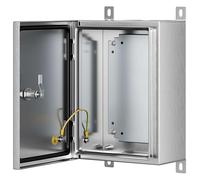 KWONONG Stainless Steel Enclosure, IP65 Waterproof Electrical Box for Indoor and Outdoor Projects, Includes Mounting Plate and Wall Bracket 350×250×150mm (14"×10"×6")