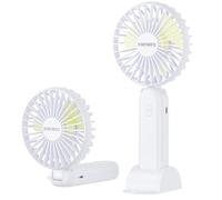 KWOWEE Handheld Fan, Handheld Protable Rechargeable Fan with 3 Speed, Desk Handheld Electric Fans with USB Charging Port, Small USB Rechargeable Fans with 90° Folding for Home Office Travel (White)