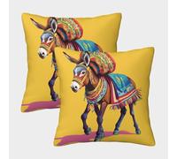 KWPGMDRY 2 Pack 3D Donkey Pillow,cushion Pillow 3D Animal Soft Touch Pillow,sofa Chair Home Furnishings 50x50cm