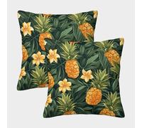 KWPGMDRY 2 Pack 45x45cm Pillow Cases,Pineapple Decorative 3D Printed Yellow Tulips Pillow Cases,sofa Bed Decorative Cushions