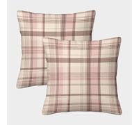 KWPGMDRY 2 Pack 50x50cm Pillow Cases,Fine Plaid Pattern Decorative 3D Printed Light Pink Light Brown Pillow Cases,sofa Bed Decorative Cushions