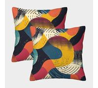 KWPGMDRY 2 Pack Abstract Graphics Pillow Case 50x50cm 3D Printing Colorful Patterns Pillow,home Decoration Sofa Cushion