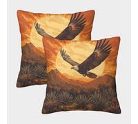 KWPGMDRY 2 Pack Desert Landscape 40x40cm 3D Digital Printing Bed Sofa Decorative Square Pillowcase