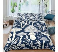 KWPGMDRY 3D Mushroom Comforter Cover Set Microfibre Duvet Cover William Morris Pattern Printed Bedding Set Easy-Care Quilt Cover 3Pcs with Pillowcase for Boys Girls King（220x240cm）