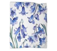KWPGMDRY Bluebell Flower Throws And Patchwork Quilts,40x50inch(100x130cm),Soft Blanket with Watercolor Technical Pattern Pattern