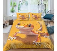 KWPGMDRY Leopard Gecko 3D Print Duvet Cover Cartoon Style 3 Piece Quilt Covers Bedding with Zipper Closure,with Pillowcase Microfiber Comforter Cover for Boys Girls Adult Double（200x200cm）