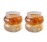 KWQBHW 2 Pcs Ribbed Glass Cups 13.9oz Ripple Drinking Glasses Set Vintage Wave Shape Iced Coffee Glasses Beverage Glasses for Cocktail Beverage Juice Milk