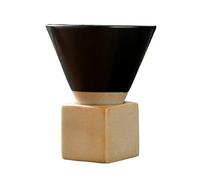 KWQBHW Vintage Ceramic Coffee Mug with Base 200ml Coarse Pottery Coffee Cup Creative Triangular Cone Mug Tea Cup for Espresso Coffee Tea Latte, Black