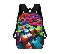 KWQDOZF 3D Colorful Cubes Backpack for Men Women, 17 Inch Durable Laptop Backpack Lightweight Bookbag for Travel, Work