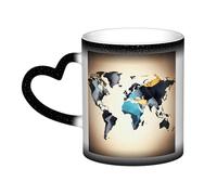 KWQDOZF Abstract World Map Color Changing Mug in The Sky-Enchant Your Moments