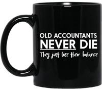 KWQDOZF Accounting Gifts Old Accountants Never Die Coffee Mugs Novelty Coffee Cup Double Side Printed Ceramic Tea Mug for Mom Dad Friend Wife Husband Gift 11oz