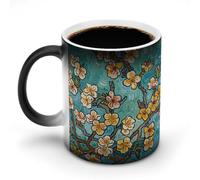 KWQDOZF Almond Blossom Printed Heat Sensitive Coffee Mugs Morphing Color Changing Coffee Mug Full Image Revealed When HOT is Added