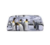 KWQDOZF Arctic Animals Penguins Cute Leather Pencil Case for Girls Boys,Print Personalised Pencil Case Stationery Storage Bags