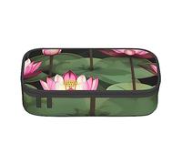 KWQDOZF Asian Lotuâ™s Flower Large-Capacity Durable Compartment Stationery Pen Bag,Pencil Box