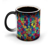 KWQDOZF Autism Awareness Puzzle Funny Coffee Mug Cups Funny Color Changing Tea Cup for Men Women Birthday